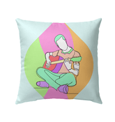 Man Playing Guitar Line Art Outdoor Pillow - Beyond T-shirts